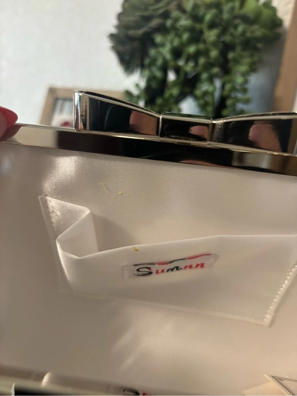 Silver Rhinestone & Bow Evening Clutch